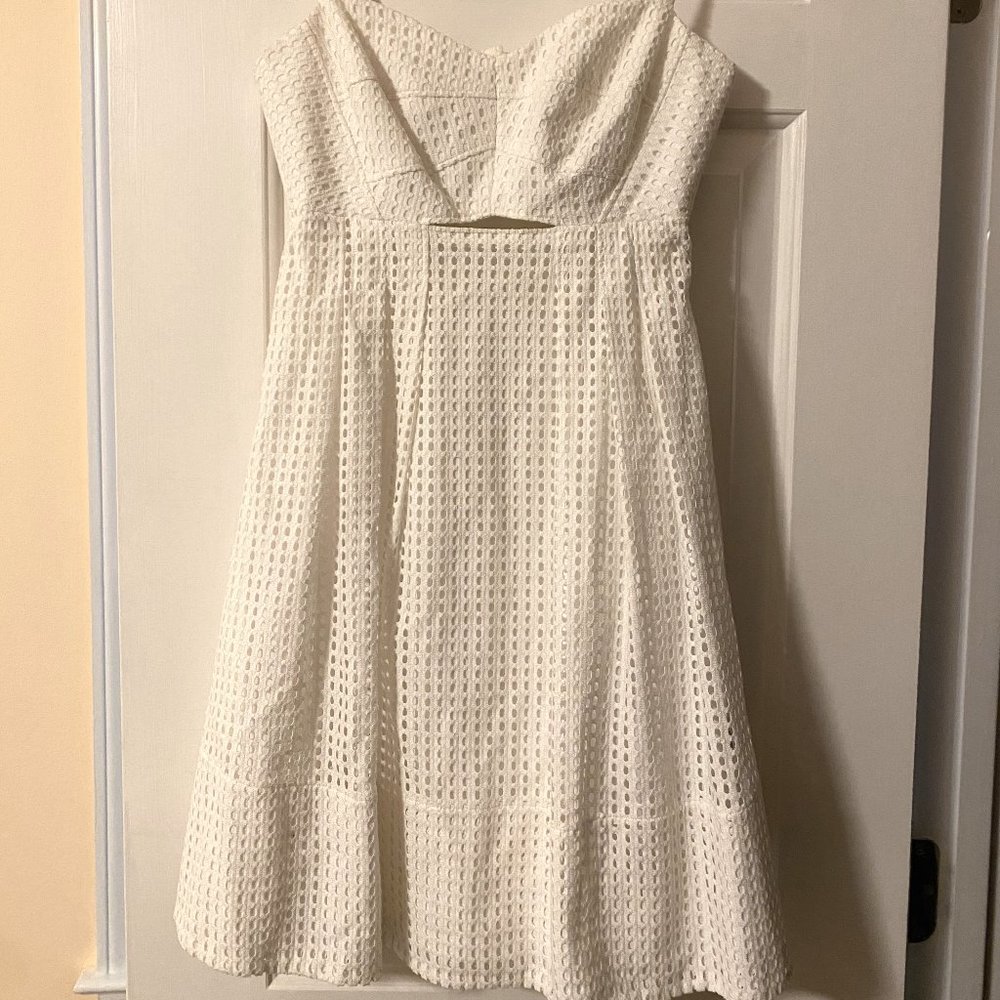 Club Monaco Tamarah Sweetheart Eyelet Cutout Mini White Dress